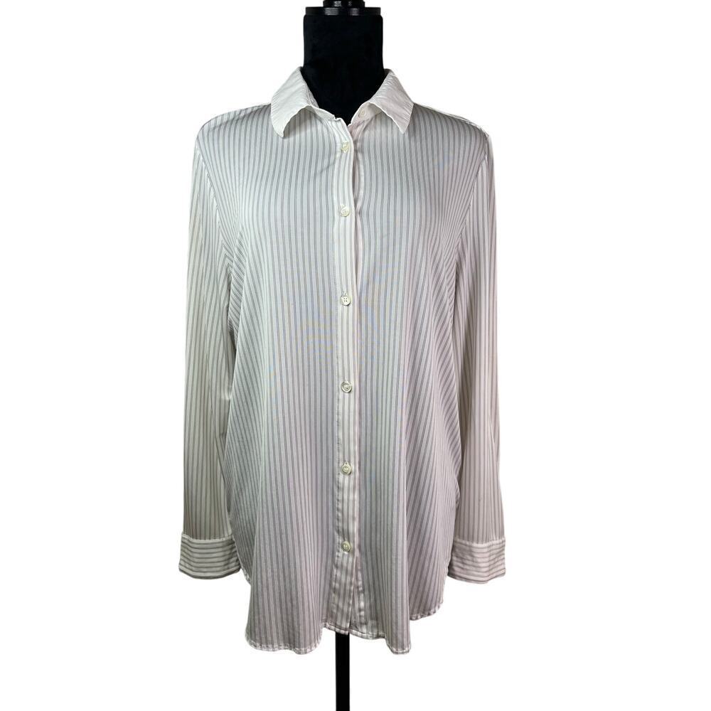 MAGASCHONI Striped White&Navy Button down Blouse L
